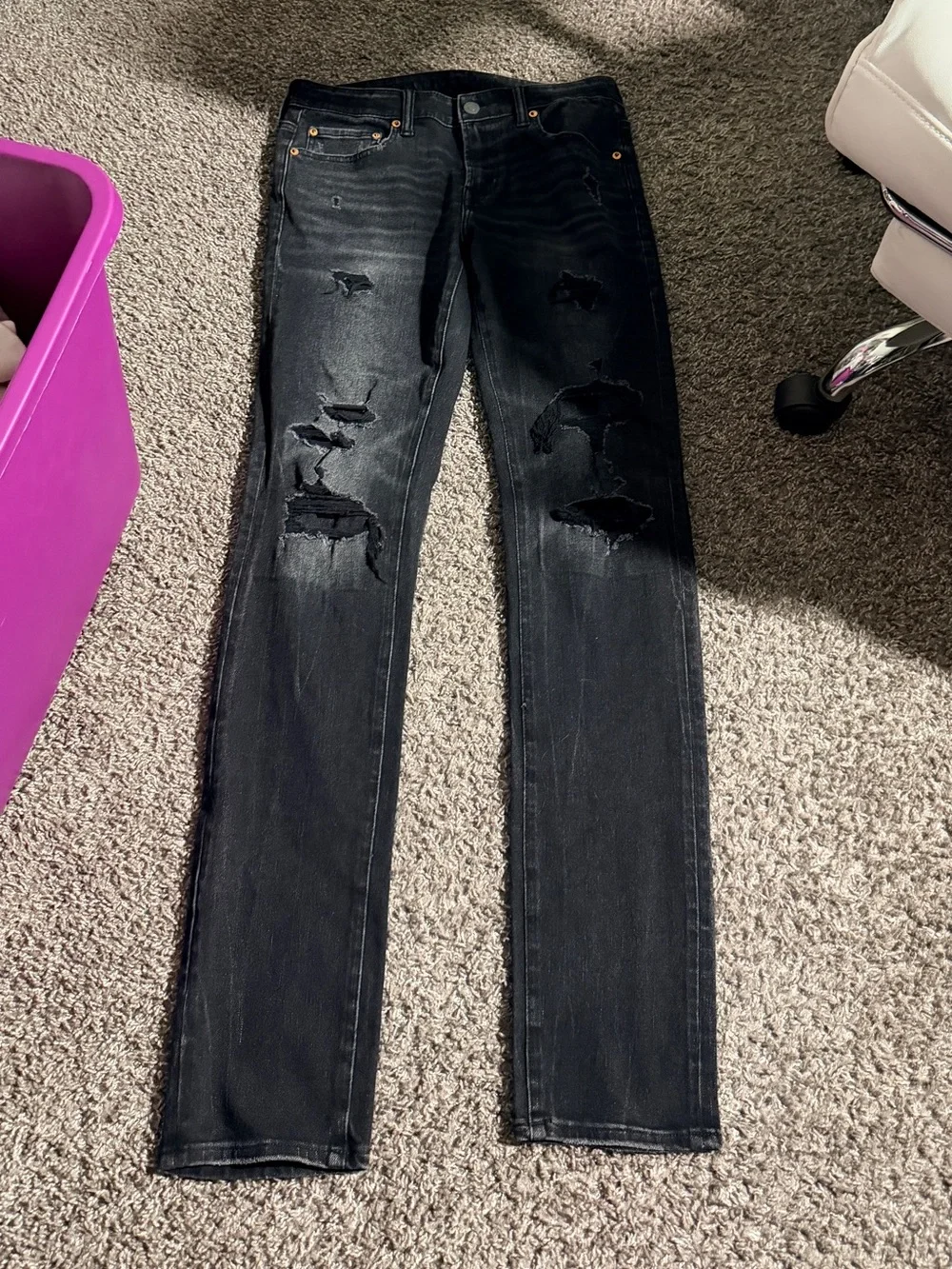 american eagle air flex 360 Black Ripped skinny Fit Jeans size 32x36